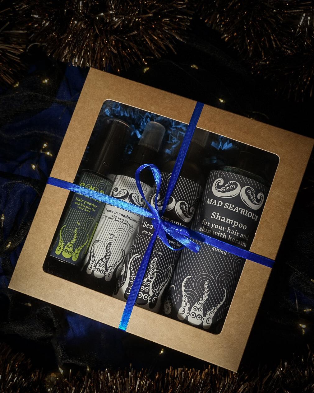 Dovanų rinkinys 7 - Blue Shampoo, Leave In Conditioner, Sea Salt Spray ir Texturizing Hair Powder