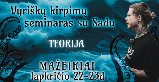 Vyriškų kirpimų seminaras su Sadu TEORIJA Mažeikiuose