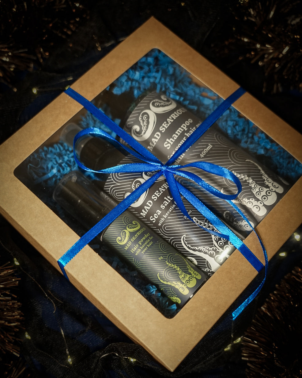 Dovanų rinkinys 1 - Blue Shampoo, Sea Salt Spray ir Texturizing Hair Powder